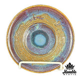 Ceramic Blue Carved Dish