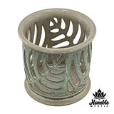 Candle Holder Carved Leaf