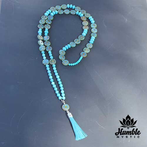 Necklace Mala Turquoise Green Blue