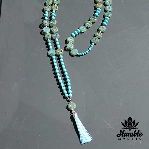 Necklace Mala Turquoise Green Blue