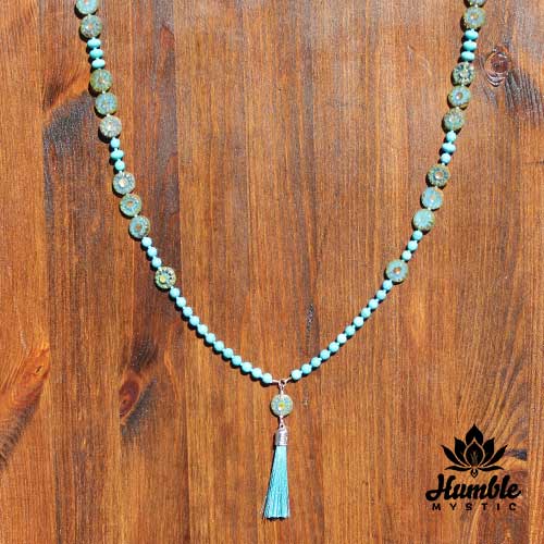 Necklace Mala Turquoise Green Blue