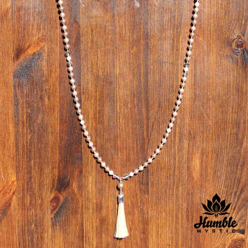 Necklace Mala Gold Crystal Pearl