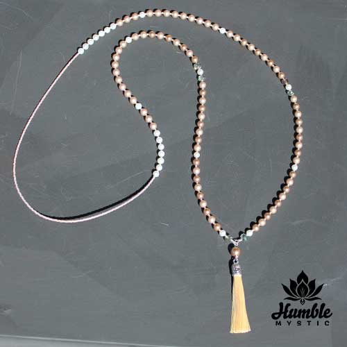 Necklace Mala Gold Crystal Pearl