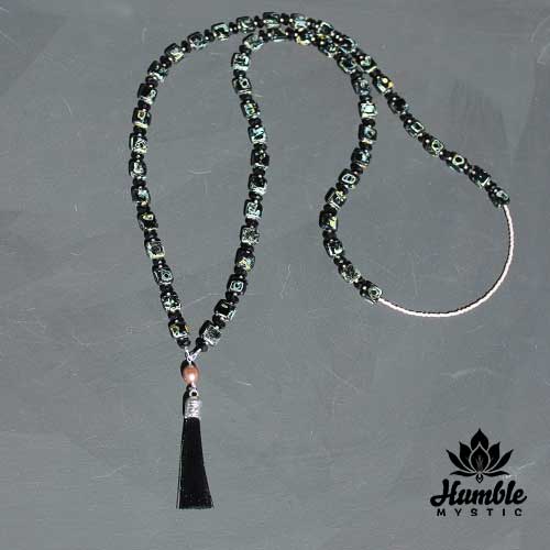 Necklace Mala Black Gold Pearl
