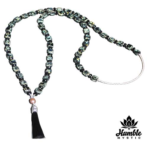 Necklace Mala Black Gold Pearl
