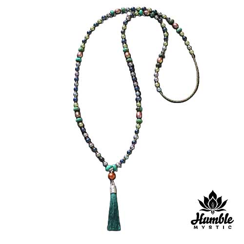 Necklace Mala Forest Green Blue