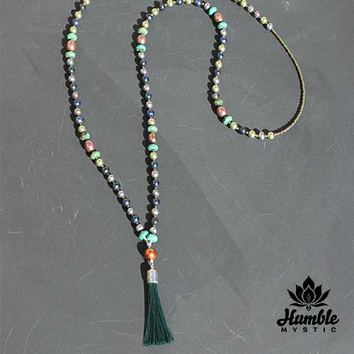 Necklace Mala Forest Green Blue
