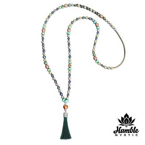 Necklace Mala Forest Green Blue