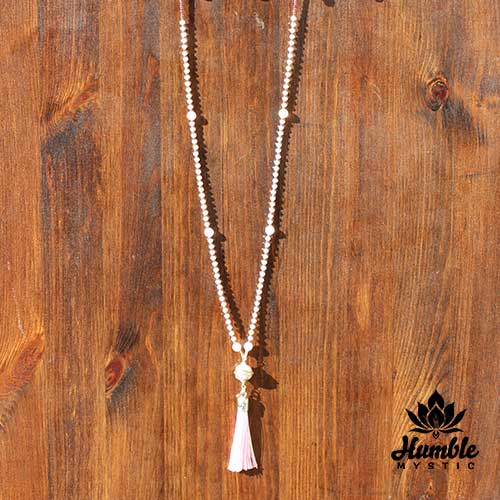 Necklace Mala Rose Quartz Pink