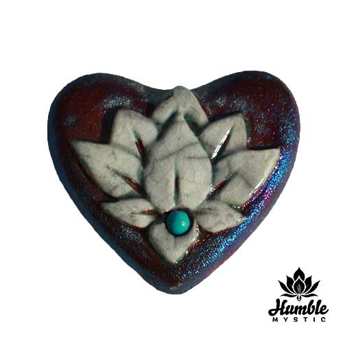 Ceramic Raku Heart Lotus Tiny