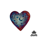 Ceramic Raku Moon and Stars Heart Small