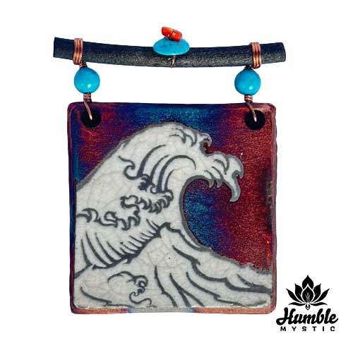 Ceramic Raku Waves Art Small